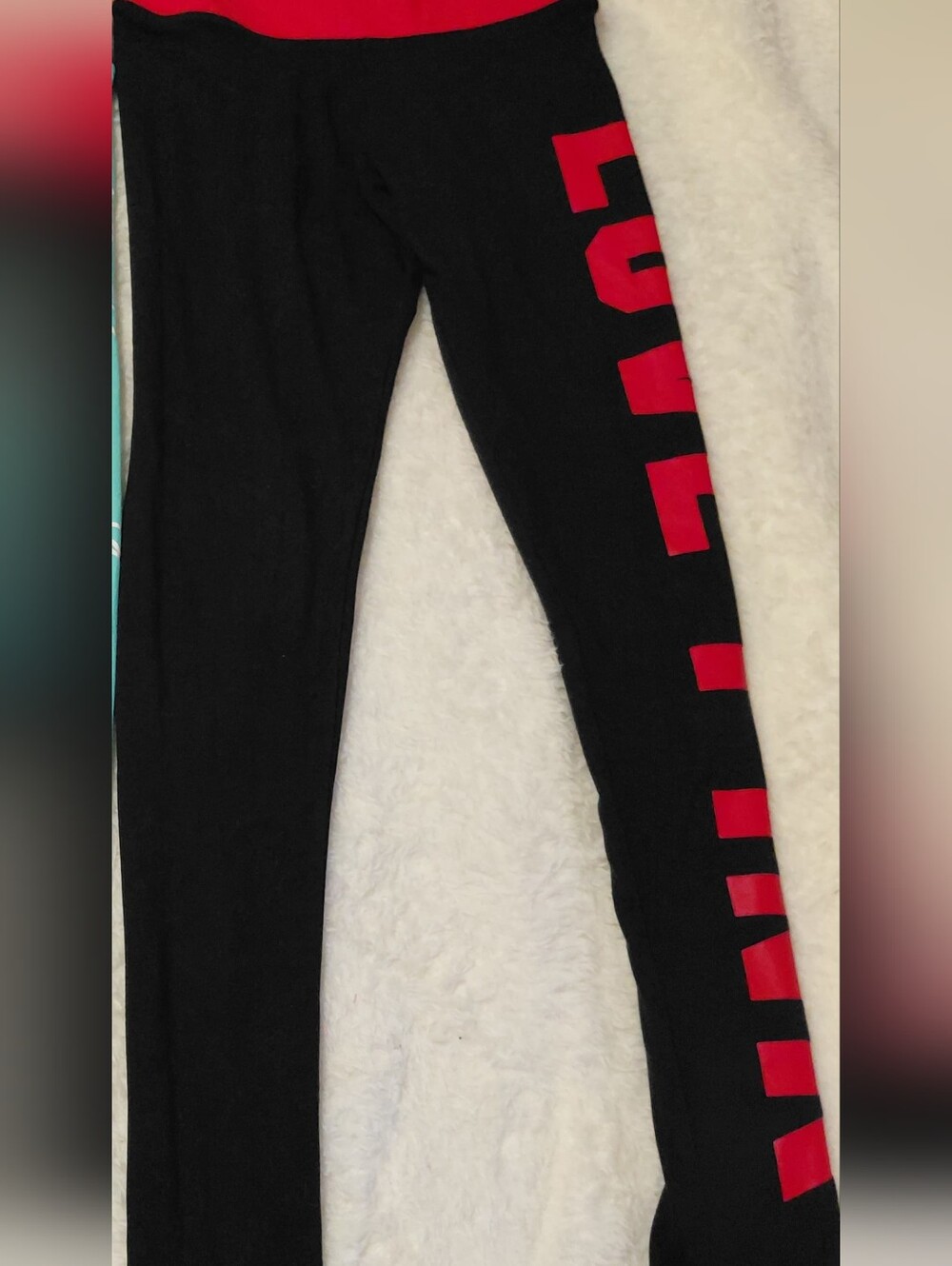 Victoria's Secret PINK Black & Red Logo Leggings XS